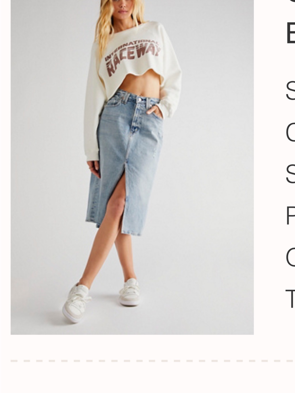 High-Waist Light Blue Denim Midi Skirt With Front Slit